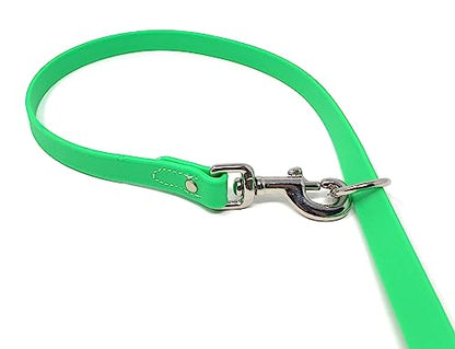 Regal Dog Products Waterproof Leash – 5 ft. Green Dog Leash with Easy to Use Collar Hook, Lightweight, and Proof Training Pet Lead with Vinyl-Coated Webbing for Small, Medium, Large, or XL Dogs - color: Green
