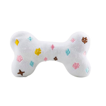 Haute Diggity Dog Chewy Vuiton Bone Plush Squeaky Dog Toy, Soft Durable Designer-Inspired Stuffed Puppy Chew Toys for Small & Medium Dogs, Machine-Washable (White) Large - color: White Bone, size: Large