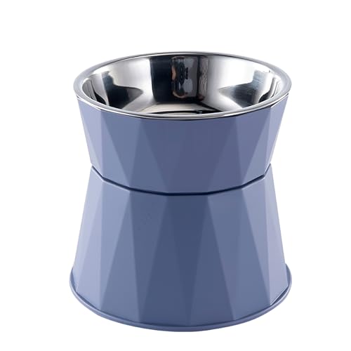 Elevated Cat Feeder, 5.5'' Height, Whisker-Relief Shape, Safe & Durable Cat Bowls for Food and Water, 1 Year Warranty(Blue) - color: Blue