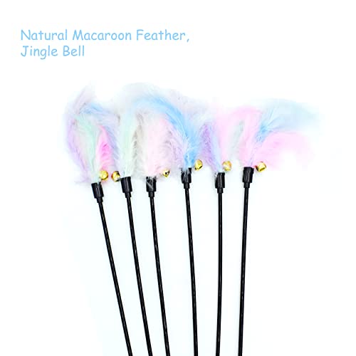 IUHKBH Cat Wands, 6 PCS Colorful Feather Wand with Bell Interactive Cat Toys, Safe for Your Kitty - color: D