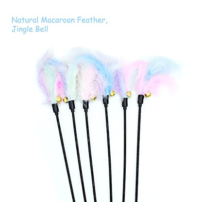 IUHKBH Cat Wands, 6 PCS Colorful Feather Wand with Bell Interactive Cat Toys, Safe for Your Kitty - color: D