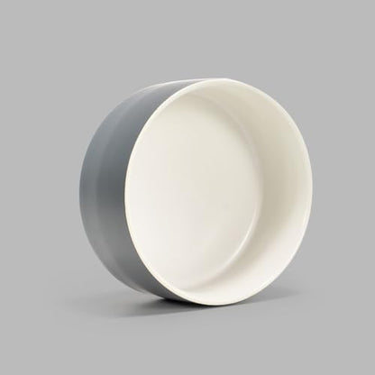 SPUNKYJUNKY 13.5OZ Ceramic Dog and Cat Bowl, Modern Cute Weighted Food Water Bowl for Replacement White-Grey (1 Pack) - color: White-grey, size: 1.7 CUPS
