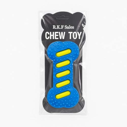 R.K.F Ultra Durable Dog Chew Toy for Aggressive Chewers – Durable TPR Rubber, Teeth Cleaning Texture, Long-Lasting Tough Toy for Medium & Large Dogs— Blue, Orange, Green (Blue) - color: Blue