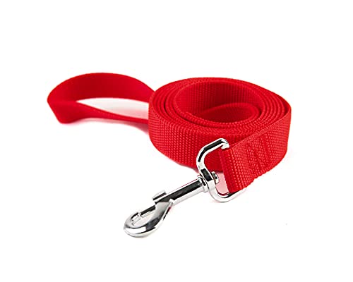 Nylon Dog Training Leash, Traction Rope, 4/5/6 Feet Long, 3/4 Inch 1 Inch Wide, for Small and Medium Dogs (1'' x 4 FT, Red) - color: Red, size: 1'' x 4 FT