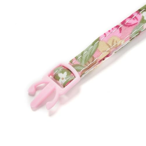 2 Pack Cotton Cat Collar, Removable Bowtie, Floral Pattern, Safety Breakaway Clasp, Adjustable for Cats.(Adult Cat, Pink+Grey) - color: 2 Pack (Pink+Grey)