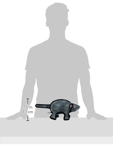 TUFFY World’s Tuffest Soft Dog Toy – Barnyard Series, Mouse Gray, Large - color: Gray/Black, size: Large