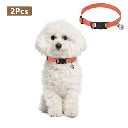 2 Pack Cat Collars Tomato Cat Collar with Bell, Adjustable 10.6 to 17.1 Inches - color: Tomato