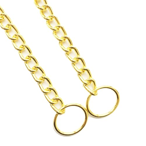 Gold Dog Chain Collars Metal Slip Link Training Dog Collar Heavy Duty Martingale Dog Collars for XXS XS Small Medium Large Breed Pets Boys Girls - color: Gold, size: XS(Neck Max 12inch)D2.0mm