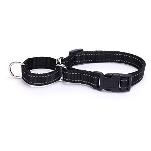 Martingale Dog Collars - Reflective Dog Collar with Quick Release Buckle Adjustable Nylon Training D Solution for Large, Medium, and Small Dogs (M, Black) - color: Black, size: M