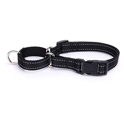 Martingale Dog Collars - Reflective Dog Collar with Quick Release Buckle Adjustable Nylon Training D Solution for Large, Medium, and Small Dogs (M, Black) - color: Black, size: M