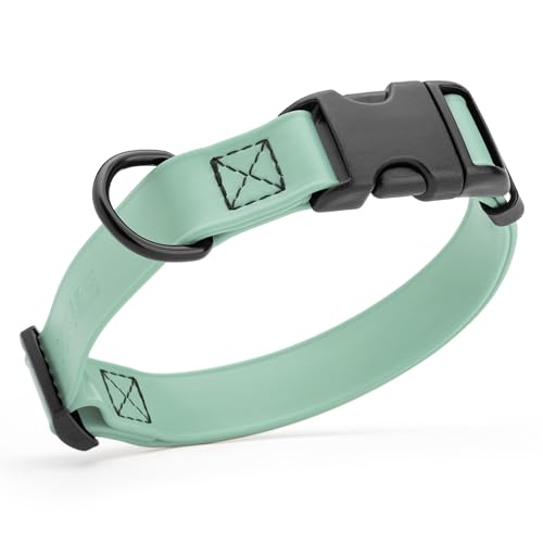 Dogline Biothane Waterproof Dog Collar with Quick Release Buckle Strong Coated Nylon Webbing with Odor- Proof for Easy Care Easy to Clean Fits Small Medium Large Dogs, Sage Green 1" W 15-23" L - color: Sage Green, size: 1"W by 15-25"L