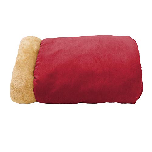 4 in 1 Self Warming Burrow Cat Bed, Pet Hideway Sleeping Cuddle Cave (Burgundy) - color: Burgundy