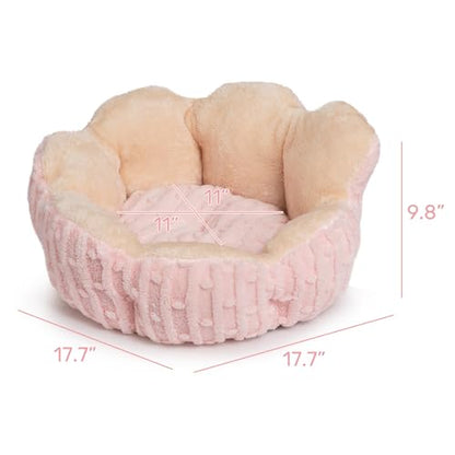 Hollypet Calming Cat Beds for Indoor Cats - Cute Fluffy Cactus Pet Small Dog Puppy Bed with Non-Slip Bottom, Pink - color: Pink