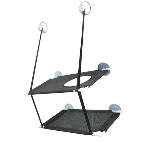 FILFEEL Cat Hammock Double Layer Hanging Installation with Strong Suction Cup Soft Window Perch for Cats (Black 2 Layer) - color: Black 2 Layer