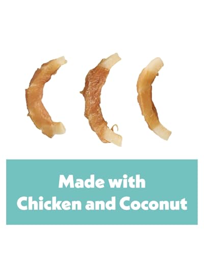 Wiggles & Wags Twists Dog Treats, Chicken and Coconut Flavor, 10 oz, with DN Essentials Bone-Shaped Waste Bag Dispenser & Roll