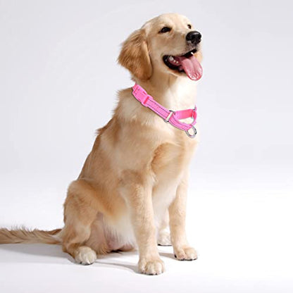 Martingale Dog Collars - Reflective Dog Collar with Quick Release Buckle Adjustable Nylon Training D Solution for Large, Medium, and Small Dogs (L, Pink) - color: Pink, size: L