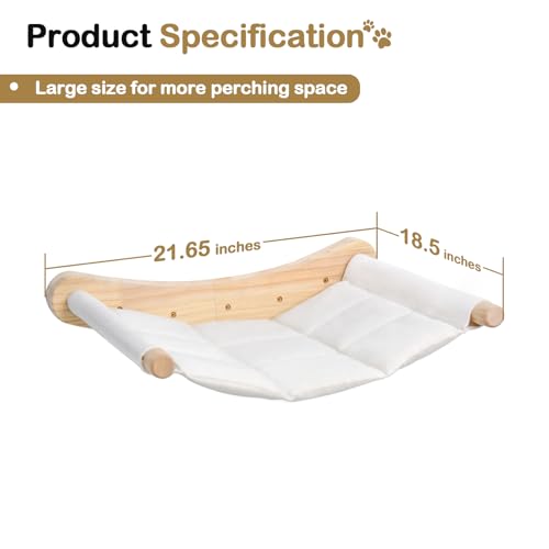 Heavy Duty Wooden Wall Mounted Cat Hammock - 21 * 18 in for Extra Large Indoor Cats 30 Lbs
