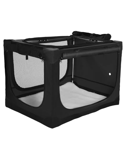 42 x 31 x 31 Inch Collapsible Soft Dog Crate for Dogs Up to 90 lbs, Portable Travel Pet Kennel with 4 Zip Doors, Foldable Indoor Outdoor Crate with Mat, Carry Bag, Black - color: Black, size: 42.0"L x 31.0"W x 31.0"H