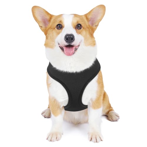 MoNiBloom Dog Harness for Small Sized Dog, Soft Puppy Padded Vest for Walking, Running, Training - Black, M - color: Black, size: M