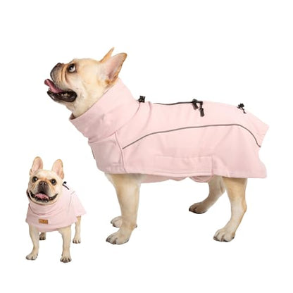 Dog Coat Warm Dog Winter Coat Waterproof Dogs Jacket with Reflective Pet Fleece Vest Zip-Up Cold Weather Coats for Large Dogs Turtleneck Windproof Coats (Pink,Medium) - color: Pink, size: Medium