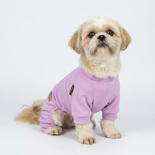 Fitwarm 2 Pack Lightweight Fleece Dog Pajamas, Warm Winter Dog Clothes for Small Dogs Boy Girl, Cozy Pet Onesie with Feet, Violet Purple, Medium - color: Purple, size: Medium