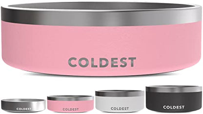 Coldest Dog Bowl - Anti Rust Metal, Non Slip, 3 Layers Insulated Stainless Steel Dog Bowls - Spill Proof & Heavy Duty - Water Bowl for Dogs, Cats & Pets, Dish Washer Safe (42 oz,Cotton Candy Pink) - color: Cotton Candy Pink, size: 42 oz