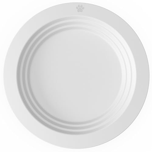 EcoLeo Whisker Friendly Cat Food Dish, Platinum Silicone, LFGB Certified Non-Toxic, CKD, Anti Whisker Fatigue, Low Profile, Shallow, Non Slip, Cat Dog Kitten Feeding Dish_White - color: White
