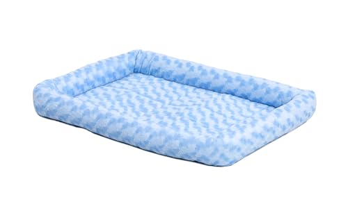 MidWest Homes for Pets QuietTime Fashion Dog Bed – Blue Faux Fur Bolster, Ultra-Soft and Machine Washable, Fits 30-Inch Crates and Carriers, for Medium Breed Dogs - color: Blue, size: 30 Inch