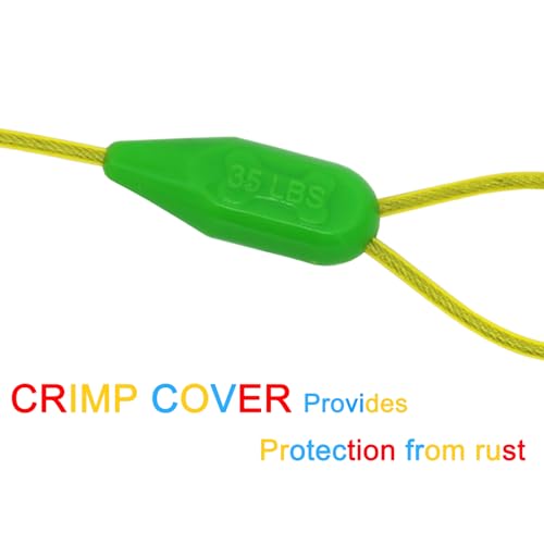 Petest 15ft Tie-Out Cable with Crimp Cover for Small Dogs Up to 35 Pounds - color: Green & Yellow, size: 35lbs15ft