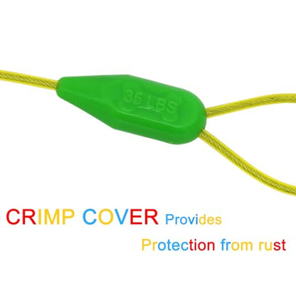 Petest 15ft Tie-Out Cable with Crimp Cover for Small Dogs Up to 35 Pounds - color: Green & Yellow, size: 35lbs15ft