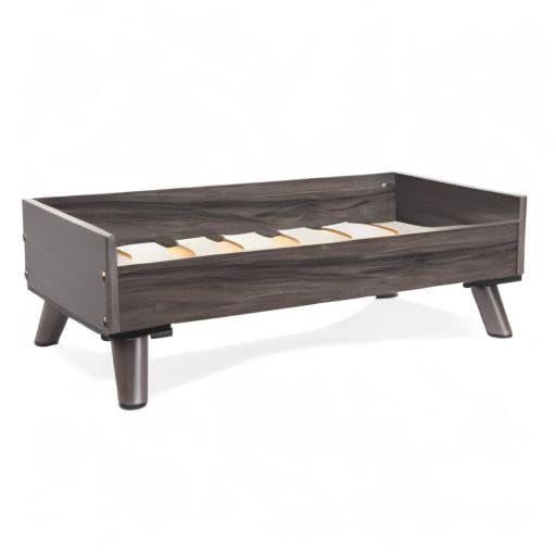 Furhaven Elevated Dog Bed Frame for 30" x 20" Medium Dog Beds, Easy Assembly - Mid-Century Modern Bed Frame - Gray Wash, Medium - color: Veneer Gray Wash, size: 30" x 20"