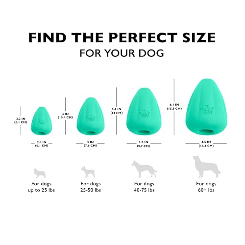 Chew King by Mammoth Premium Treat Dispensing Dog Toy, Durable Natural Rubber Chew Toy, Safety Air Vent, Interactive Enrichment Toy for Aggressive Chewers, Medium Pack of 2- Teal