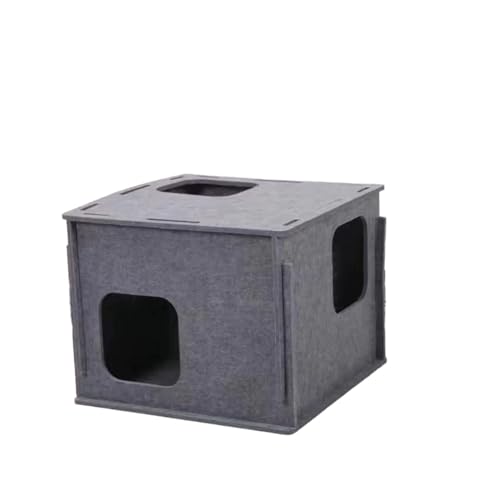 Stacking felt cat nest Cat Tunnel Bed, Cozy Hide and Seek Cat Den, All Season Useful Litter Box, Fun for Cats or Dogs, The Peekaboo Foldable Felt Cat Cave and Cube for Small Medium Large Cats - color: Dark Grey, size: 1 layer