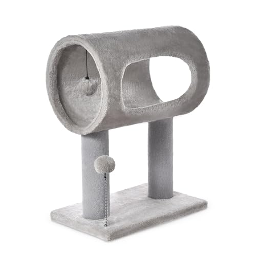 Cat Craft Scratching Post 20.5" Cat Tree with Tunnel Carpet Cat Tower Kitten Tree Cat Tree with Hanging Ball for Indoor Cat, Grey - color: Light Grey