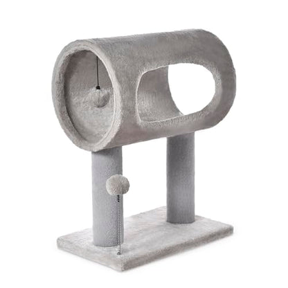 Cat Craft Scratching Post 20.5" Cat Tree with Tunnel Carpet Cat Tower Kitten Tree Cat Tree with Hanging Ball for Indoor Cat, Grey - color: Light Grey