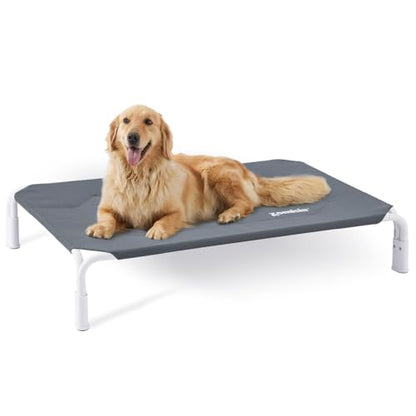 ZOMISIA Elevated Dog Cot Bed Tool-Free Assembly - Outdoor Raised Dog Cooling Bed Frame for Large Pets, Summer Pet Hammock Off Ground with Non-Slip Feet & Waterproof Teslin Mesh, 43x30 Inch - size: L - 43.3"L x 30.0"W x 8.0"H