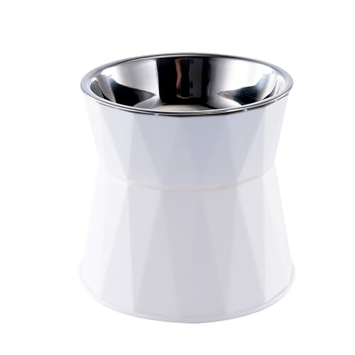 Elevated Cat Bowls for Food and Water, Raised Cat Food Bowls Beneficial for Digestion, Resonable Height, Whisker-Relief, Easy to Clean, 13oz(White) - color: White