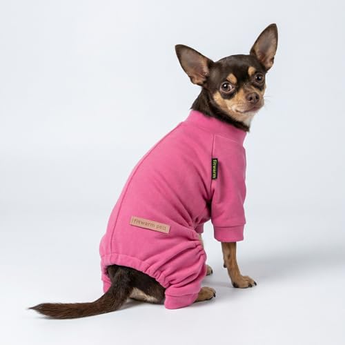 Fitwarm 2 Pack Lightweight Fleece Dog Pajamas, Warm Winter Clothes for Small Dogs Girl, Cozy Pet Onesie with Feet, Medium Violet Red, Light Pink, Medium - color: Pink, size: Medium