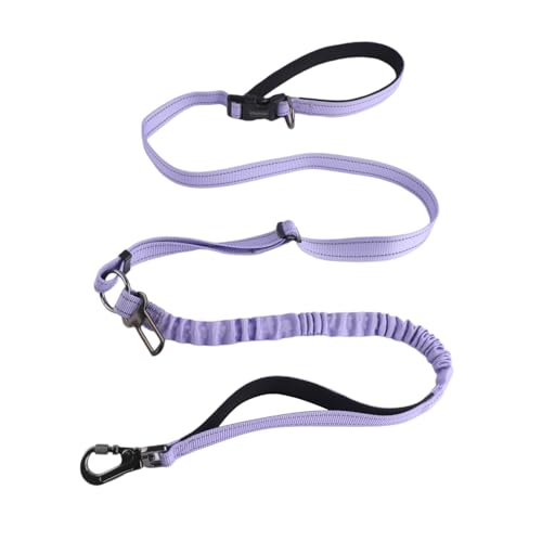 Hands Free Dog Leash, No Pull Bungee Dog Running Waist Leash, with Car Seat Belt, Reflective Stripes, Heavy Duty for Medium and Large Dogs. (Solid Lilac, Large) - color: Solid Lilac