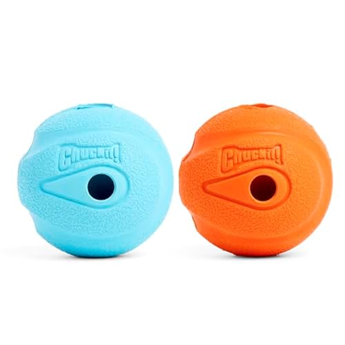 Chuckit! The Whistler Ball Dog Toy, Medium (2.5 Inch Diameter) for Dogs 20-60 lbs, Pack of 2, Multicolor - size: 2 Count (Pack of 1), style: Pack of 2
