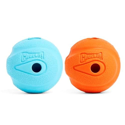 Chuckit! The Whistler Ball Dog Toy, Medium (2.5 Inch Diameter) for Dogs 20-60 lbs, Pack of 2, Multicolor - size: 2 Count (Pack of 1), style: Pack of 2
