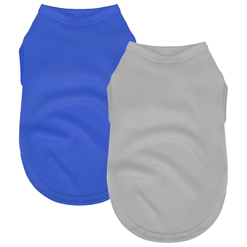 2 Pack Solid Color Dog Shirts – Lightweight, Breathable Pet T-Shirts, Durable Stretchy Clothes for Small to Large Dogs, Ideal for Everyday Wear & Holidays.Grey Blue X-Large - color: Gray,Blue, size: XL (20'' Chest)