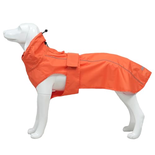 Waterproof Dog Raincoat with Reflective Strip, Adjustable Breathable Rain Coat Jacket with Leash Hole for Dogs (Orange, X-Small) - color: Orange, size: X-Small
