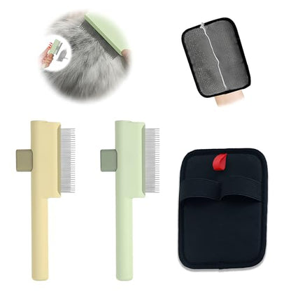 1 PCS Pet Hair Removal Glove w/ 2PCS Pet Combs,Electrostatic Gloves for Cats&Dogs Flea Comb,Dog Comb,Cat Comb,Brush for Shedding,Reusable Animal Fur Removal Tool for Couch,Furniture,Carpet,Curtain