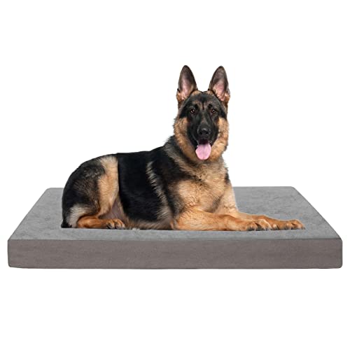 Jumbo Dog Bed for Large Dogs, Orthopedic Memory Foam Pet Bed, Washable Dog Crate Bed with Cooling Gel, Removable Cover & Waterproof Lining - color: Short Plush, size: XXX-Large-50"x 34" x 4"