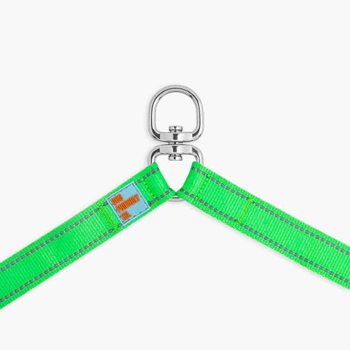 Dog Friendly Co. Leash Splitter | Walk Two Dogs | Complete Control - 360° Swivel, Tangle Free, Adjustable Length, Reflective Webbing, Heavy Duty Clips (Neon Green) - color: Neon Green