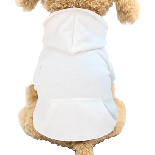 Jecikelon Winter Dog Hoodie Sweatshirts with Pockets Warm Dog Clothes for Small Dogs Chihuahua Coat Clothing Puppy Cat Custume (White, XX-Small) - color: White, size: XX-Small
