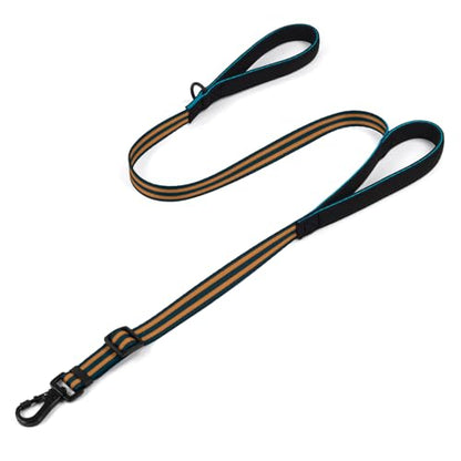 Double Handle Dog Leash for Large Dogs, Heavy Duty Adjustable Leash with Soft Padded Handles, Traffic Control Training Lead for Walking, Running (Blue & Orange Stripe, 4 ft)