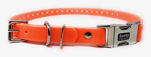 Sparky Pet Co Apollo E-Collar Replacement Strap, 3/4" x 26" Waterproof Biothane with Double Buckle & Quick Snap Clasp, Fits Garmin, Dogtra, SportDOG & Educator (Neon Orange) - color: Neon Orange, size: 3/4" Wide