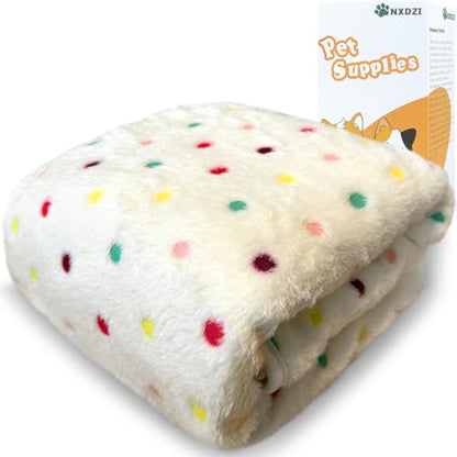 Dog Blankets for Large Dogs, 1 Pc Dog Blanket Washable, Soft Fluffy Flannel Pet Blanket Mat Cover for Bed Couch, Cute Print Puppy Blanket 60" x 50" - color: Light White-1 Pc